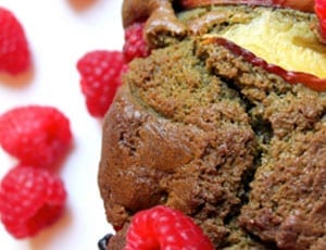 Recipe of the Week: Matcha, nectarine and raspberry cake