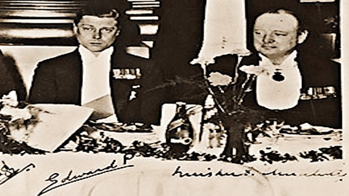 Smiling Churchill and Scowling Edward